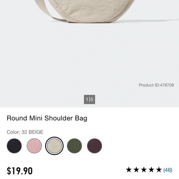 Uniqlo Beige Crescent Nylon Round Bag🥠 - Picture 11 of 15